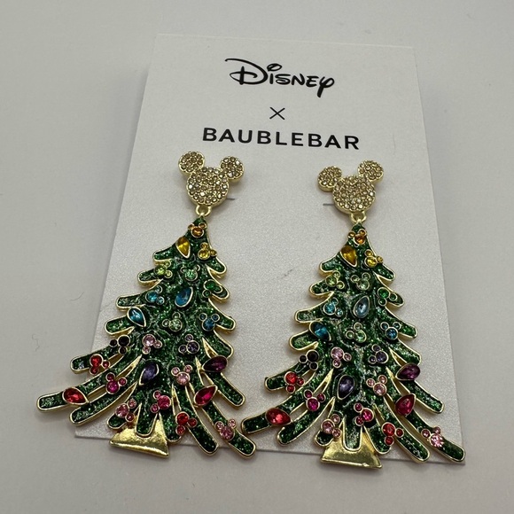BaubleBar Disney Christmas Tree earrings NWT - Picture 3 of 4